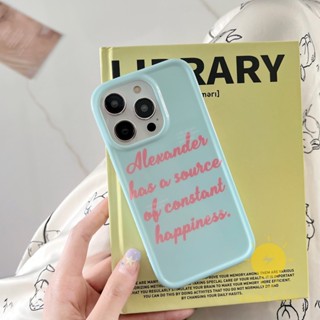 For เคสไอโฟน 14 Pro Max [Simple Blue Pink Happiness] เคส Phone Case For iPhone 14 Pro Max Plus 13 12 11 For เคสไอโฟน11 Ins Korean Style Retro Classic Couple Shockproof Protective TPU Cover Shell