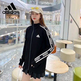 เสื้อแจ็กเก็ตกีฬา คอปก ปักลายโลโก้ Adidas แบบดั้งเดิม แฟชั่นคู่รัก