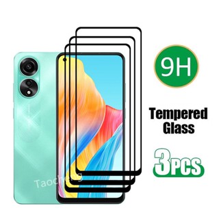 ฟิล์มกระจกนิรภัยกันรอยหน้าจอ แบบเต็มจอ สําหรับ Oppo A78 OppoA78 4G 5G 2023 3 ชิ้น