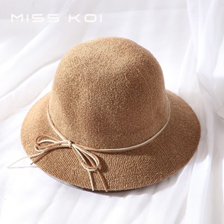 Misskoi [พร้อมส่ง] หมวกฟางถัก ประดับโบว์ ระบายอากาศ สไตล์ญี่ปุ่น เหมาะกับฤดูใบไม้ผลิ ฤดูร้อน สําหรับผู้หญิง