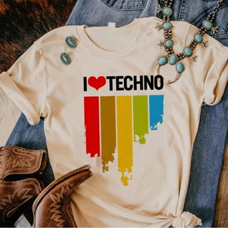 เสื้อยืด พิมพ์ลายการ์ตูน Techno Y2K สไตล์ฮาราจูกุ สําหรับผู้หญิง