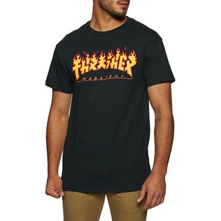 เสื้อยืด ลาย Thrasher Godzilla Flame สีดํา สําหรับผู้ชาย