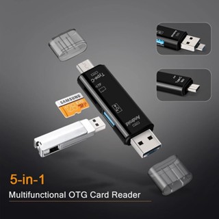 5-in-1 อะแดปเตอร์การ์ดรีดเดอร์ USB 2.0 C USB Micro USB TF SD OTG อเนกประสงค์ อุปกรณ์เสริม สําหรับโทรศัพท์มือถือ