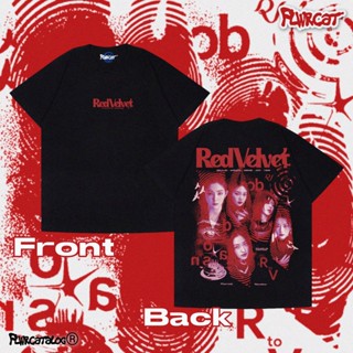 เสื้อยืดแขนสั้นคอกลมVelvet TEE/R สีแดง เป็น V/ด้านหน้า และด้านหลัง VER/FLWRCATCotton 100%  [S-5XL]