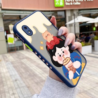 เคสโทรศัพท์มือถือแบบแข็ง ใส กันกระแทก ลายการ์ตูนเด็กผู้หญิงชานม สําหรับ Samsung galaxy A01 Core M01 Core