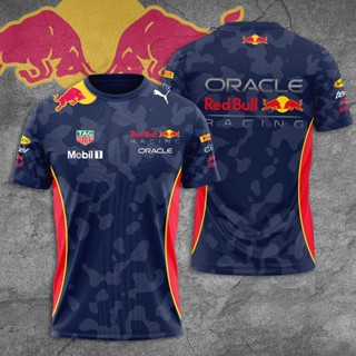 F1 เสื้อยืดลําลอง แขนสั้น พิมพ์ลาย Oracle Red Bull Racing Team Mobil 1 3D แฟชั่นฤดูร้อน สําหรับผู้ชาย ผู้หญิง