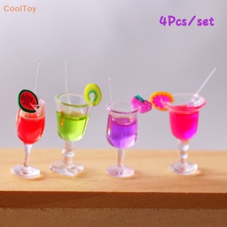 Cooltoy โมเดลแก้วเครื่องดื่มค็อกเทล ผลไม้จิ๋ว 1:6 อุปกรณ์เสริม สําหรับบ้านตุ๊กตา 4 ชิ้น