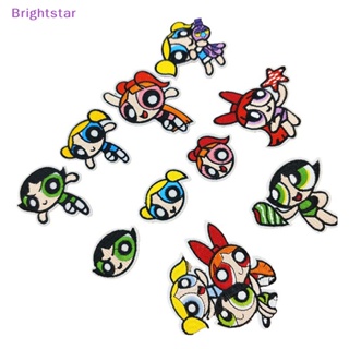 Brightstar แผ่นแพทช์รีดติดเสื้อผ้า ปักลายอนิเมะ The Powerpuff Girls