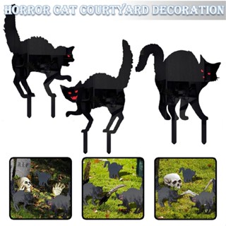 Halloween Cat Yard Signs with Stakes Scary Decoration for Yard Lawn Garden Decor