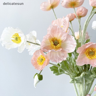 Delicatesun ดอกไม้ปลอม ผ้าไหม ป๊อปปี้ประดิษฐ์ สวยงาม คุณภาพสูง สําหรับตกแต่งบ้าน งานแต่งงาน ร้านเสริมสวย ปาร์ตี้