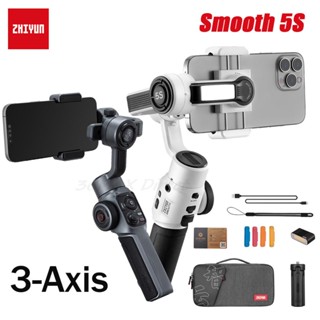 ZHIYUN Smooth 5S สมาร์ทโฟน 3 แกน Gimbals Anti-shake handheld selfie stick หมุนได้ 360° เหมาะสําหรับ vlog สด