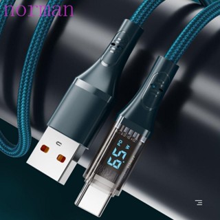 Norman PD 66W สายเคเบิล USB C จอแสดงผลดิจิทัล LED Type C ชาร์จเร็ว ทนทาน ไม่เป็นอันตรายต่อโทรศัพท์ ชาร์จเร็ว ถ่ายโอนข้อมูล