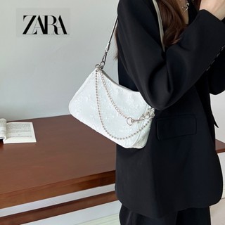 Zara Dark Series กระเป๋าสะพายไหล่ สะพายข้าง ลายดอกไม้ แบบพกพา แฟชั่นสําหรับสตรี