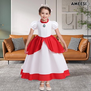 Ameesi ชุดเดรสเจ้าหญิง แต่งลูกไม้ มีซิปด้านหลัง ใส่สบาย สําหรับคอสเพลย์ และการแสดง