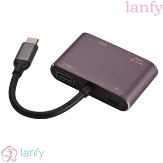 Lanfy 4 IN 1 ฮับ Type-C เป็น HDMI VGA USB C เป็น HDMI ติดตั้งง่าย อเนกประสงค์ Type-C เป็น HDMI U Disk คีย์บอร์ด