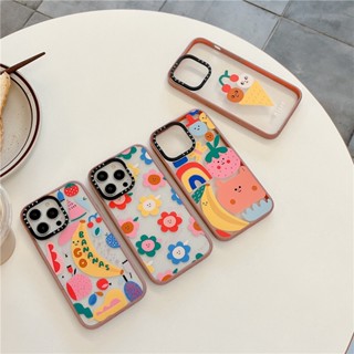 Casetify เคสโทรศัพท์มือถือ ซิลิโคนนิ่ม กันกระแทก ลายการ์ตูนผลไม้ ไอศกรีม เชอร์รี่แห้ง กุหลาบน่ารัก สําหรับ iPhone 14 Pro Max 11 12 13 Pro Max