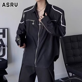 ASRV เสื้อ วรรณกรรมผู้ชายที่เรียบง่ายและศิลปะเสื้อเชิ้ตแขนยาวทุกแบบแฟชั่นเยาวชนยอดนิยมคอสี่เหลี่ยมมาตรฐานอารมณ์สไตล์ใหม่