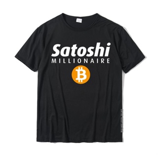 เสื้อยืด ผ้าฝ้าย พิมพ์ลาย Satoshi Millionaire Crypto Bitcoin ขนาดใหญ่ สวมใส่สบาย สําหรับผู้ชาย