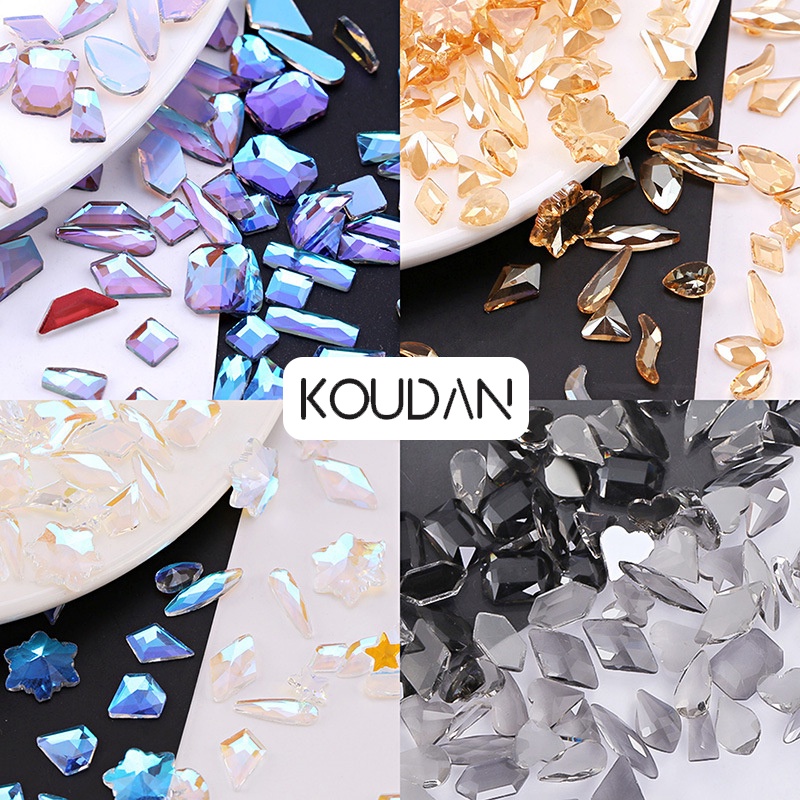 Koudan สติกเกอร์คริสตัล พลอยเทียม รูปลูกศรออโรร่า สีสันสดใส สําหรับตกแต่งเล็บเจล 100 ชิ้น