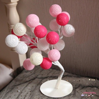 โคมไฟตั้งโต๊ะ LED 220V CN Plug Type Cotton Ball Tree Tablet Light โคมไฟคริสต์มาส