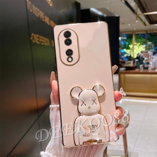 ใหม่ เคสโทรศัพท์มือถือ ลายหมีน่ารัก พร้อมขาตั้ง สีดํา สําหรับ Honor 90 Lite Magic5 Pro X8a 4G 5G Honor90 Honor90Lite 2023