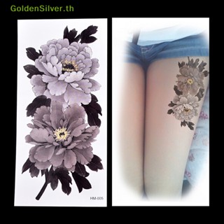 Goldensilver สติกเกอร์รอยสักชั่วคราว ลายดอกโบตั๋น กันน้ํา สําหรับผู้หญิง