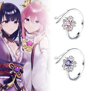 แหวนคอสเพลย์ เกม Genshin Impact Rings Yae Miko Beelzebul ปรับได้ แฟชั่นฮาโลวีน สําหรับผู้หญิง