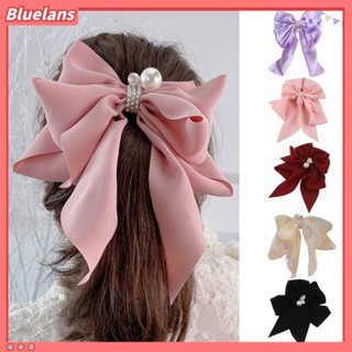 【 Bluelans 】กิ๊บติดผม ริบบิ้น โบว์ มุกเทียม สีพื้น ขนาดใหญ่ กันลื่น สง่างาม ฤดูใบไม้ผลิ สําหรับผู้หญิง