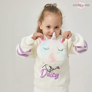 [SuperDeals888.th] กระเป๋าถือ กระเป๋าสะพายไหล่ ขนาดมินิ ลายการ์ตูน Licorne มีซิป สําหรับเด็กผู้หญิง