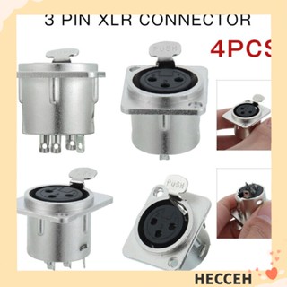 Hecceh 4 ชิ้น XLR ตัวเชื่อมต่อ เครื่องขยายเสียง ซ็อกเก็ต ตัวเมีย แจ็ค เชื่อมต่อ ปลั๊ก