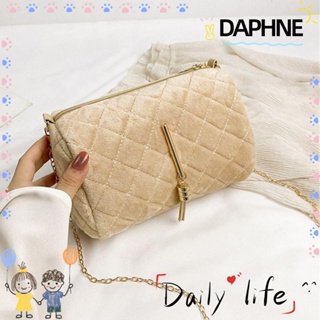 DAPHNE กระเป๋าสะพายไหล่ กระเป๋าถือ สีพื้น ความจุขนาดใหญ่