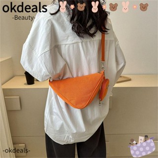 OKDEALS กระเป๋าสะพายไหล่ ทรงเกี๊ยว แบบนิ่ม แบบพกพา สีพื้น สําหรับเล่นกีฬา