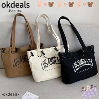 OKDEALS กระเป๋าสะพายไหล่ กระเป๋าถือ พิมพ์ลายตัวอักษร สําหรับผู้หญิง