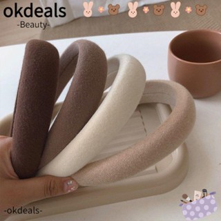 OKDEALS ที่คาดผมฟองน้ํา ผ้ากํามะหยี่ แบบนิ่ม แฟชั่นสําหรับผู้หญิง