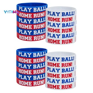 24 ชิ้น เบสบอล ยางซิลิโคน สร้อยข้อมือ เบสบอล PLAY BALL HOME RUN สร้อยข้อมือ สําหรับธีมเบสบอล ปาร์ตี้