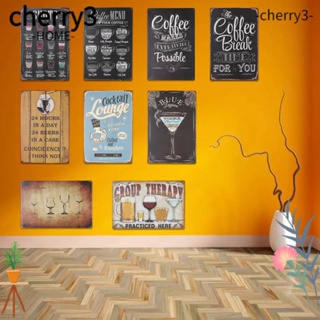 Cherry3 แผ่นดีบุกโลหะ สไตล์วินเทจ สําหรับตกแต่งผนังบ้าน ผับ บาร์