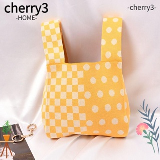 Cherry3 กระเป๋าถือ กระเป๋าสะพายไหล่ ผ้าถัก ลายสก๊อต สําหรับผู้หญิง