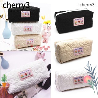 Cherry3 กระเป๋าดินสอ เครื่องสําอาง ทรงสี่เหลี่ยม ลายดอกไม้ มีซิป ความจุขนาดใหญ่ อเนกประสงค์ สีโปร่งใส