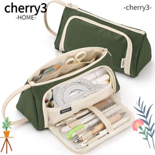 Cherry3 กระเป๋าเครื่องสําอาง กระเป๋าเครื่องเขียน ความจุขนาดใหญ่ สําหรับเด็กผู้หญิง