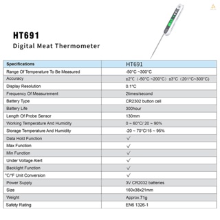 Habotest เครื่องวัดอุณหภูมิดิจิทัล หน้าจอ LCD สําหรับทําอาหาร บาร์บีคิว ขนมปัง