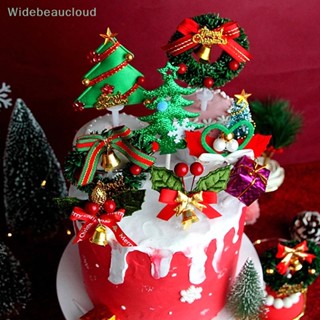 Widebeaucloud ป้ายท็อปเปอร์เค้ก ลาย Merry Christmas สําหรับตกแต่งเค้กวันเกิด ต้นคริสต์มาส ขนมหวาน