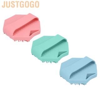 Justgogo Silicone Body Scrubber Exfoliating Mild Ergonomic Food Grade Bathing Brush with Hole