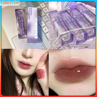 Uslike Water Light Lip Glaze ลิปกลอสกำมะหยี่ให้ความชุ่มชื้นให้ความชุ่มชื้นติดทนนานลิปสติกสีม่วง | เวลา1