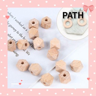 Path สายโซ่ลูกปัดไม้ ทรงเรขาคณิต แฮนด์เมด ทนทาน DIY สําหรับคล้องจุกนมหลอกเด็ก 100 ชิ้น