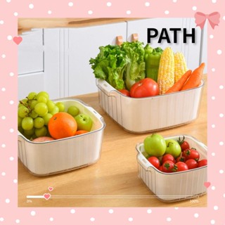 Path กระชอนพลาสติก ทรงสี่เหลี่ยม 3 ขนาด วางซ้อนกันได้ ทนทาน สีขาว สําหรับห้องครัว