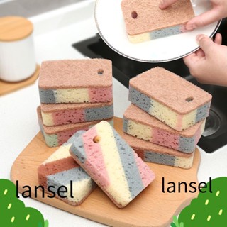 LANSEL 5 ชิ้น ฟองน้ําทําความสะอาด ถู ฟองน้ํา บ้าน เยื่อไม้ ผ้าฝ้าย ล้างจาน ทําความสะอาด ครัว เศษผ้า สําหรับห้องครัว