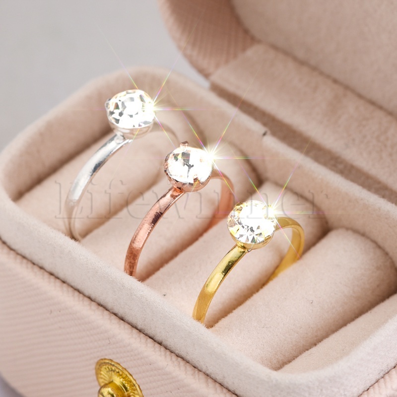 เครื่องประดับ แหวนหมั้น ประดับเพชรเทียม สามารถปรับได้ แบบเรียบง่าย สไตล์คลาสสิก แฟชั่นหรูหรา สําหรับผู้หญิง เจ้าสาว งานแต่งงาน