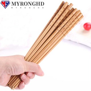 Myronghd ตะเกียบไม้ไผ่ธรรมชาติ แฮนด์เมด สําหรับบ้าน และห้องครัว 3 คู่