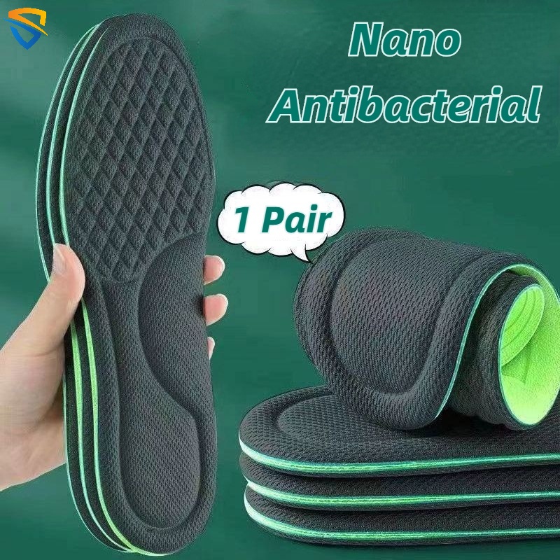 แผ่นรองเท้ากีฬานาโน ดูดซับเหงื่อ ระงับกลิ่นกาย 4D ยืดหยุ่นสูง ระบายอากาศ สําหรับผู้ชาย และผู้หญิง