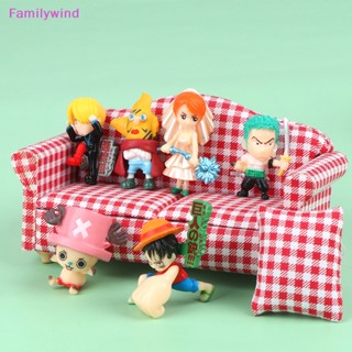 Familywind&gt; โมเดลตุ๊กตาฟิกเกอร์ One Piece น่ารัก สําหรับตกแต่งบ้านตุ๊กตา 6 ชิ้น